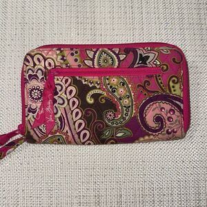 Vera Bradley Fuchsia Green Purple Paisley Wristlet Wallet
